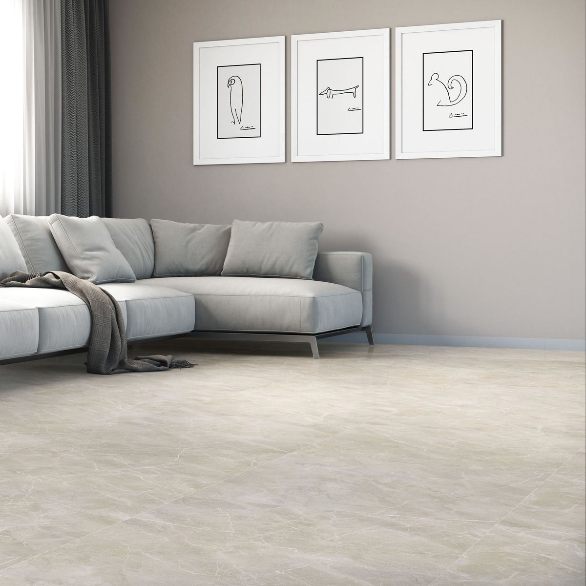 Petra Bone 100x100cm - Matt Porcelain Tiles