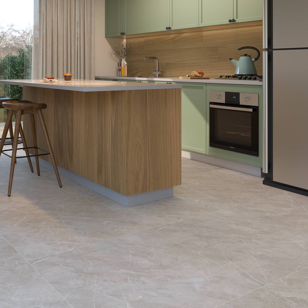 Petra Bone 100x100cm - Matt Porcelain Tiles