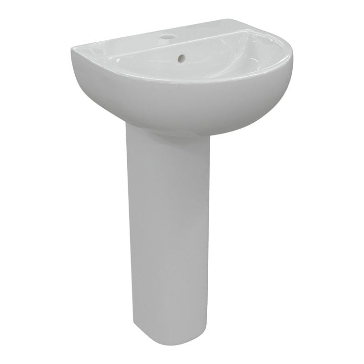 Turin 550x400mm 1TH Basin & Full Pedestal - Tile&Bath